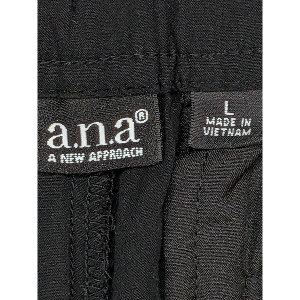 A.N.A Wide Leg Crop Pants Womens L Black Lagenlook Loungewear Travel Gaucho - Picture 9 of 11
